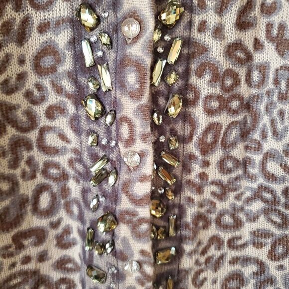 BKE Boutique Sweater Cardigan Cheetah Print Wool Blend Size Medium - Picture 5 of 7